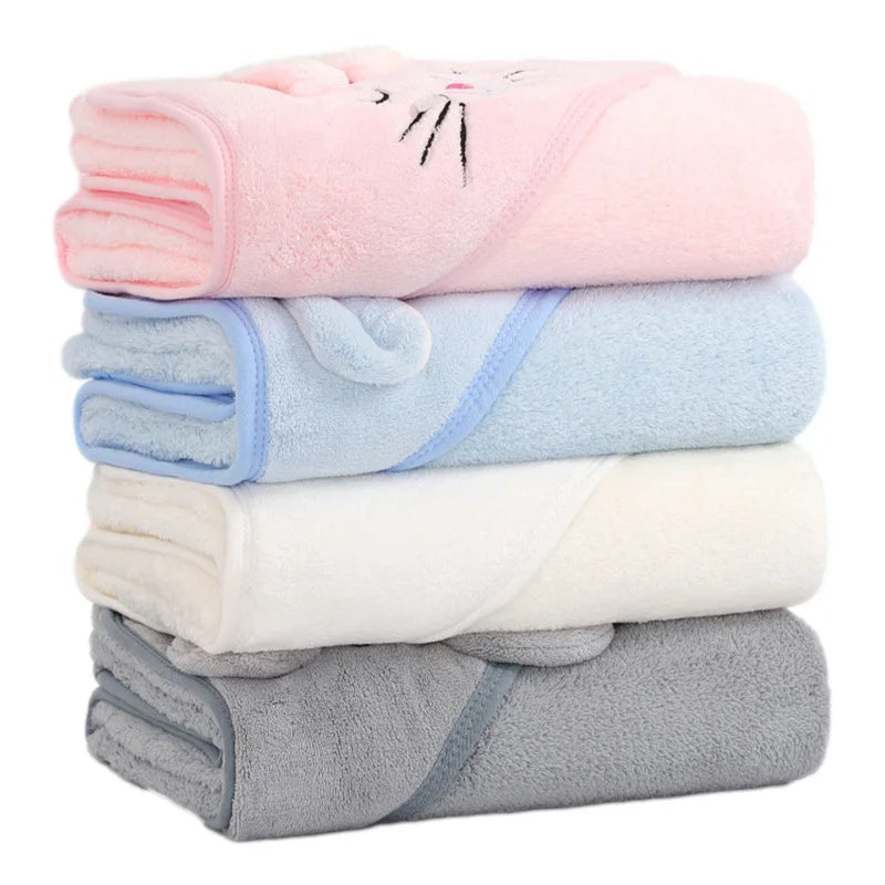 Cartoon Animal Baby Hooded Towels Soft Newborn Bath Towels