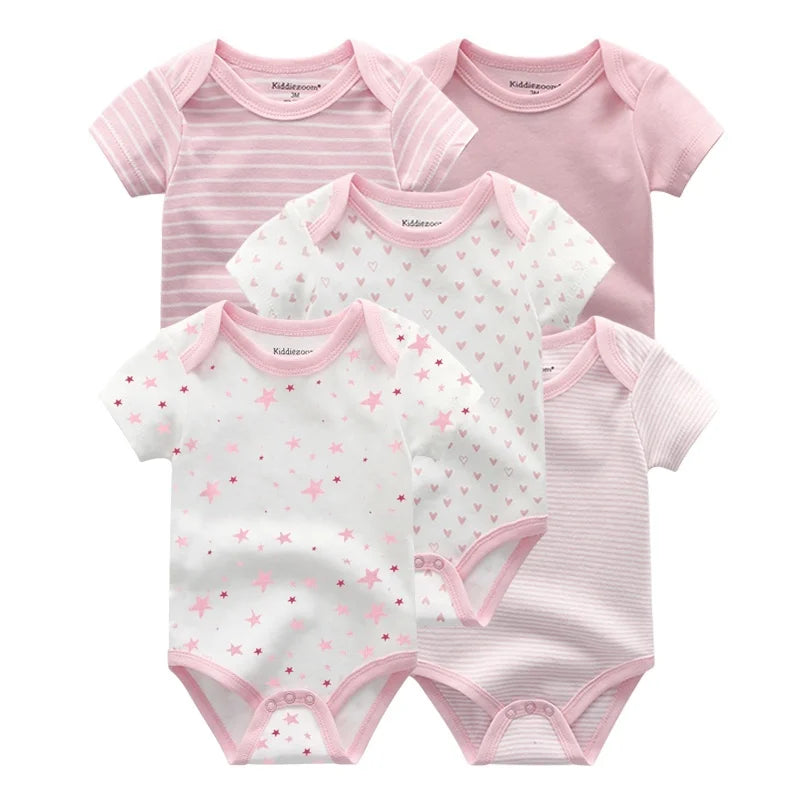 Kiddiezoom Summer 5 Piece Cartoon Bodysuits For Newborns