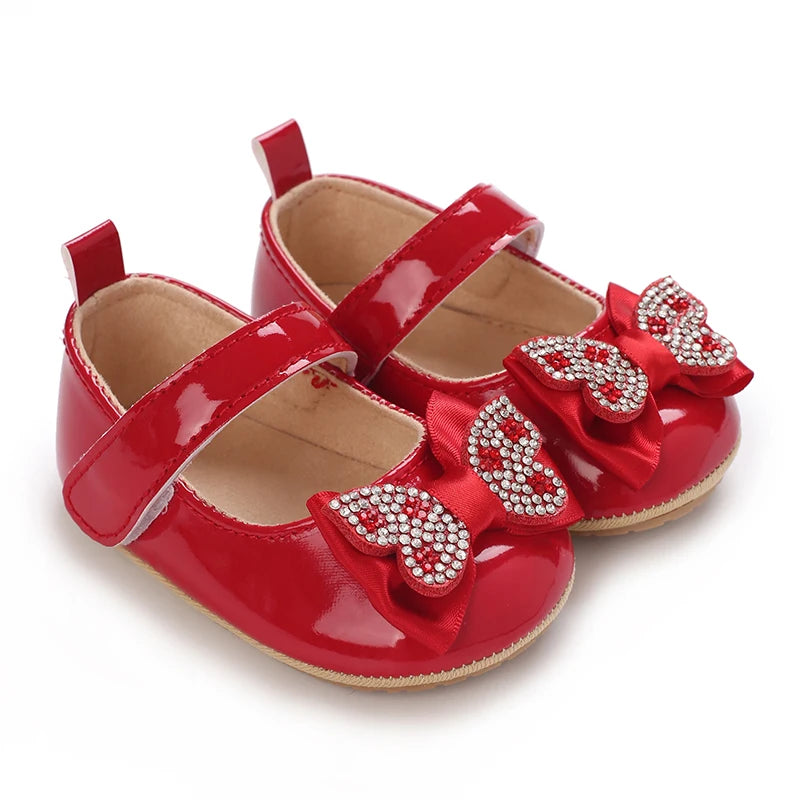 Baby Girls First Walkers Butterfly Knot Shoes Soft Rubber Bottom