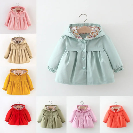 Newborn Baby Girl Hooded Windbreaker Coat Outerwear