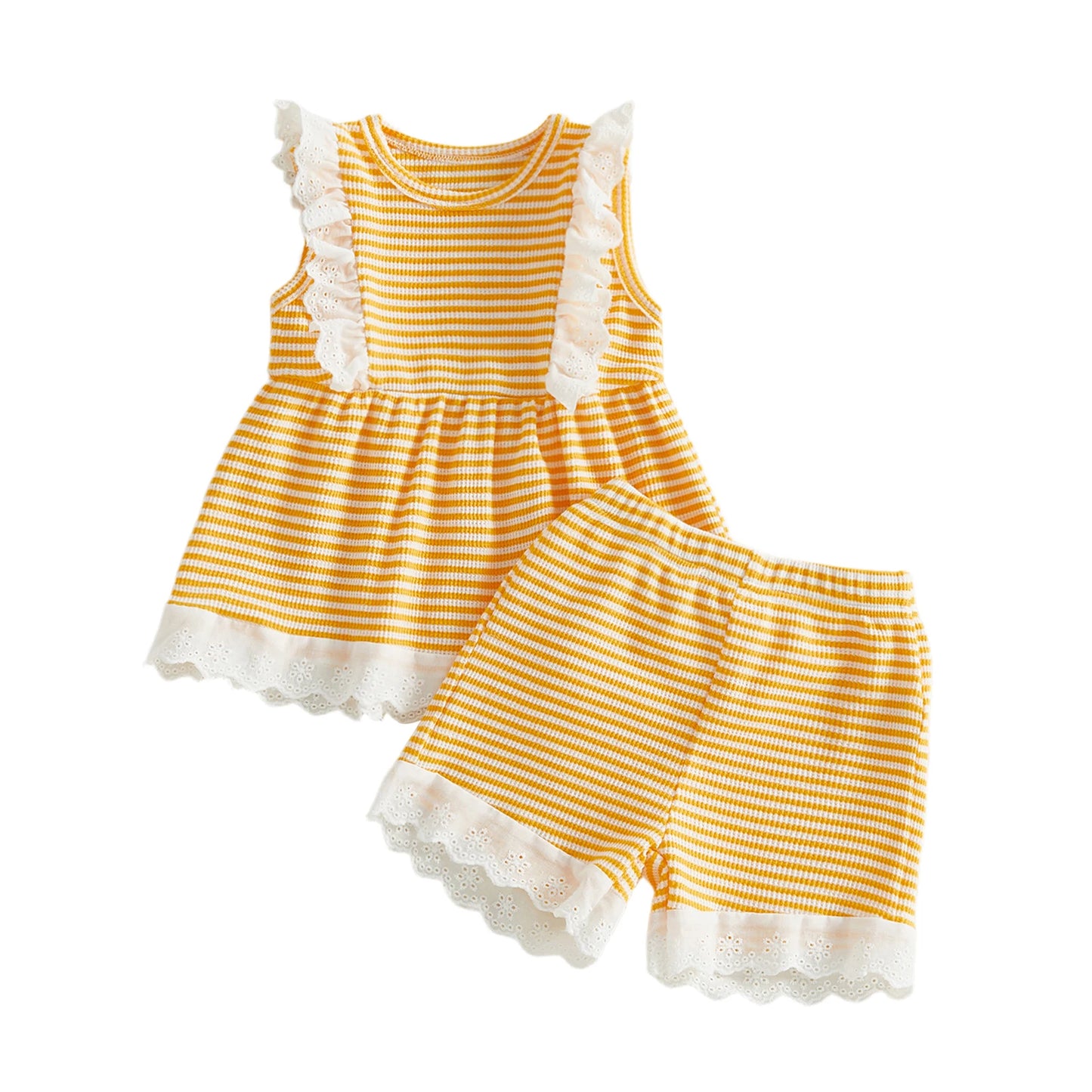 Infant Girls Floral Sleeveless Top and Shorts 2 Piece Set