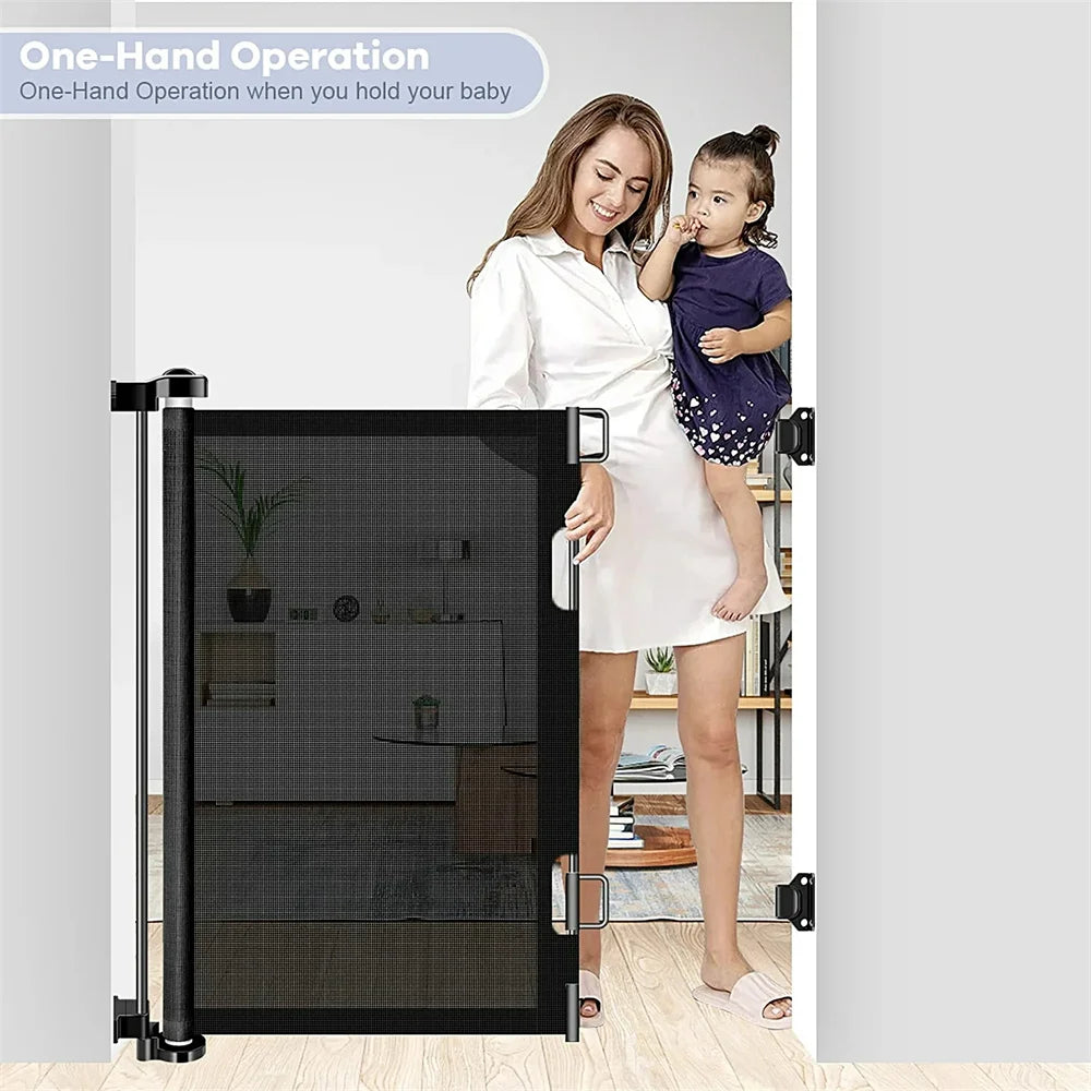Hign Concerned Extra Wide Retractable Baby Gate For Stairs