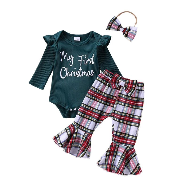 PudcocoCN Toddler Girl Winter Deer Print 3Pcs Outfit Set