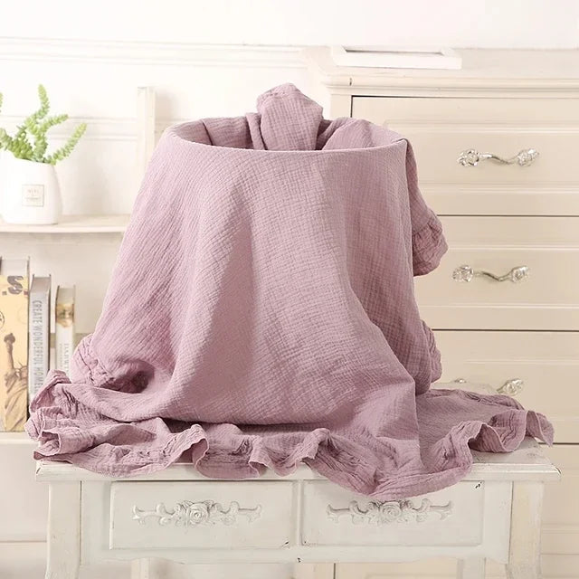 Zhejiang Muslin Baby Swaddle Blankets Ruffled Cotton