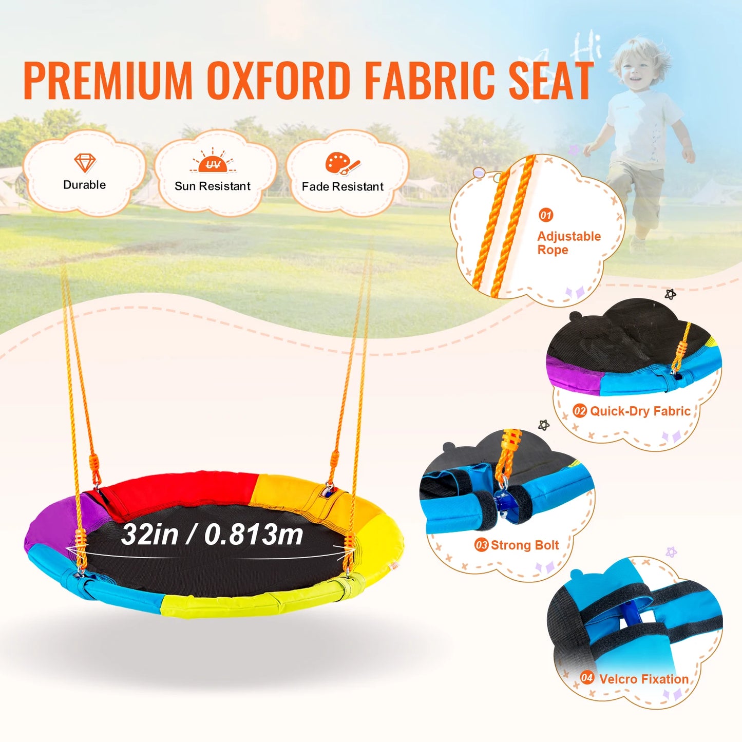 SucceBuy Backyard Swing Set 600 Lbs Saucer Belt Swings