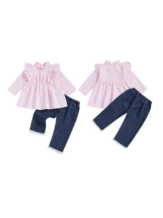 Guangdong Cute Toddler Winter Knit Sweater Fleece Set