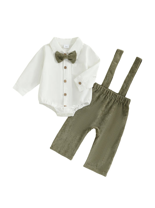 Baby Boy Formal Wear Set Bow Tie And Suspender Pants