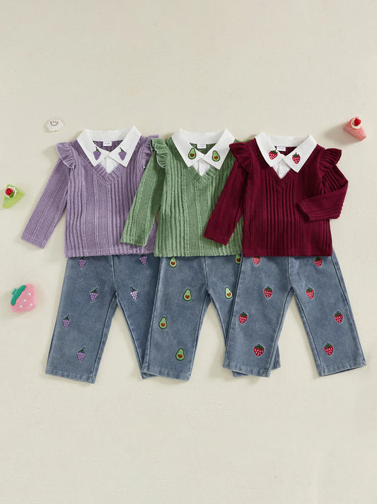 Toddler Girl Two Piece Winter Fleece Hoodie Jogger Set