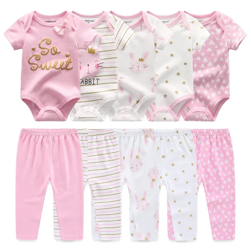 Kiddiezoom Unisex Baby Clothing Set Bodysuits And Pants