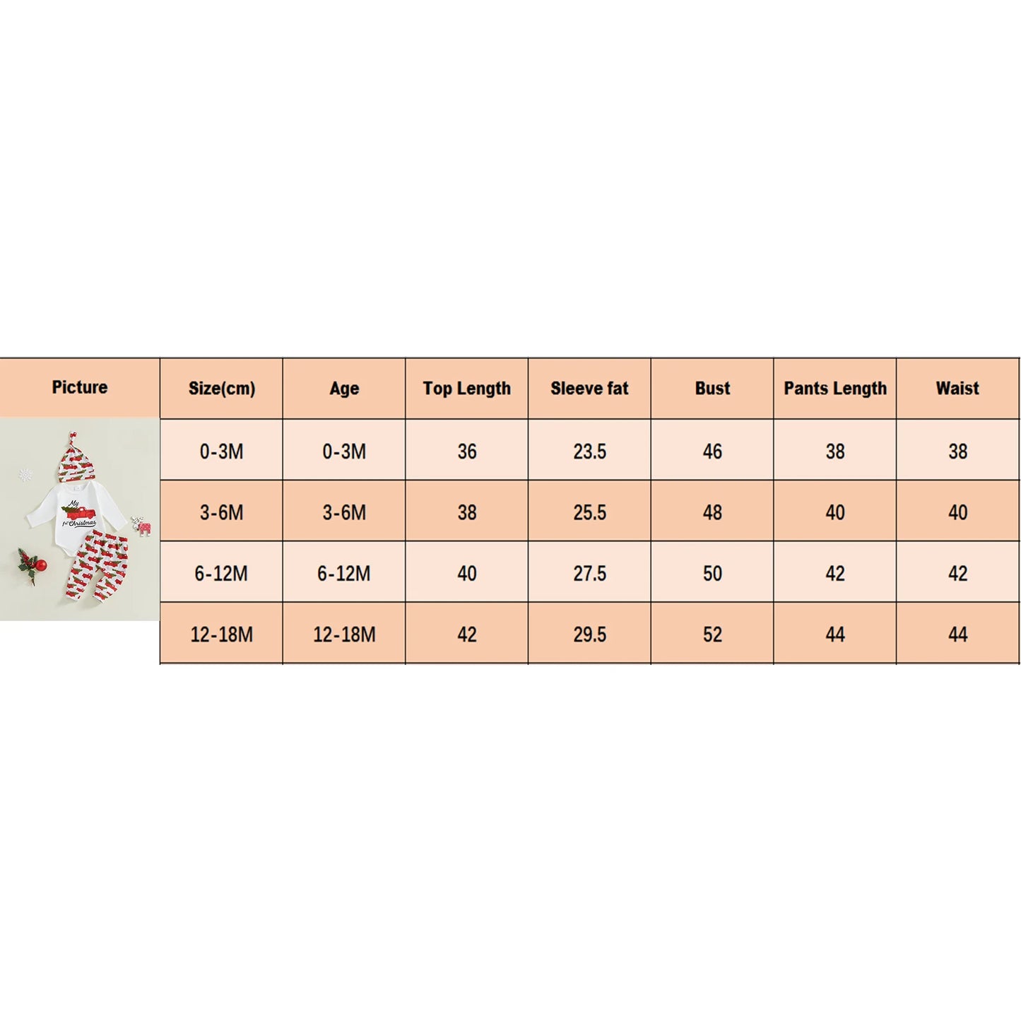 PudcocoCN Baby Christmas Romper Set With Hat And Pants