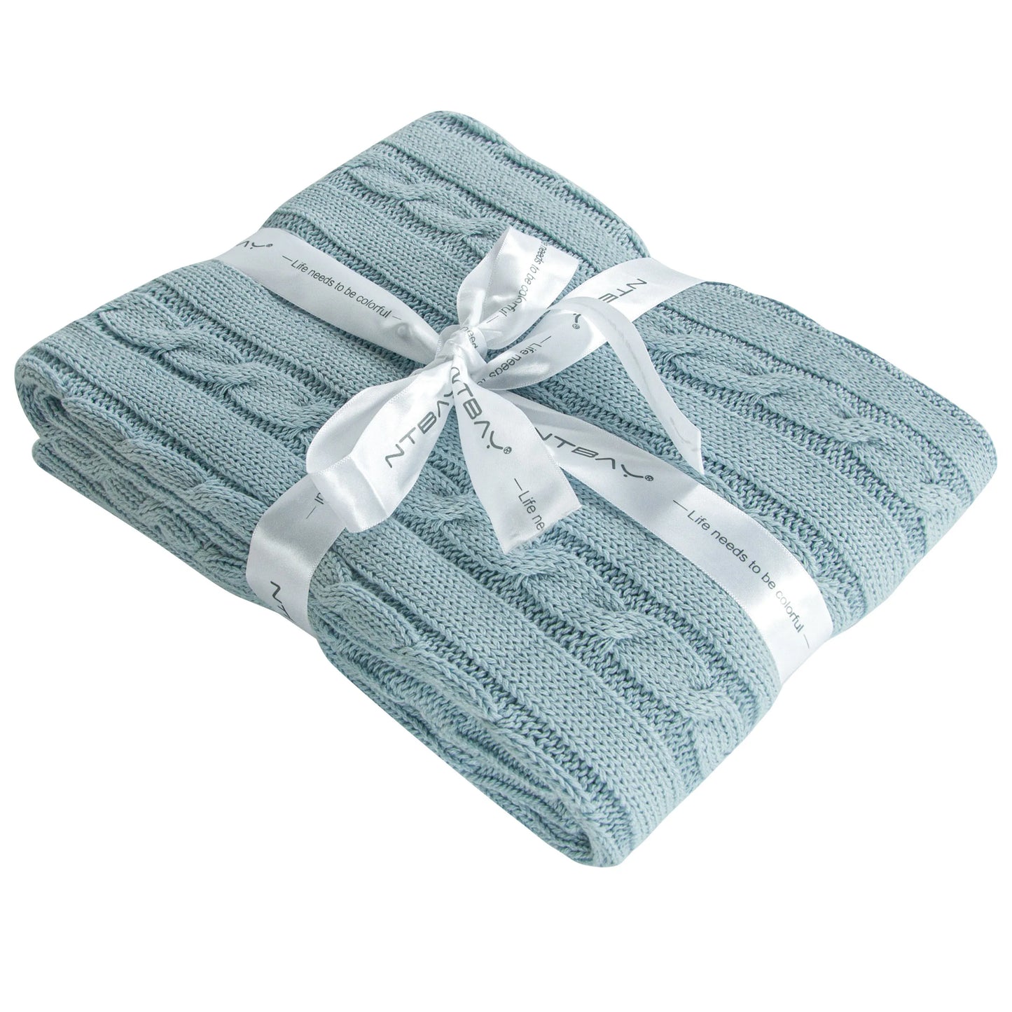 Ntbay 100 Percent Cotton Cable Knit Toddler Blanket Soft
