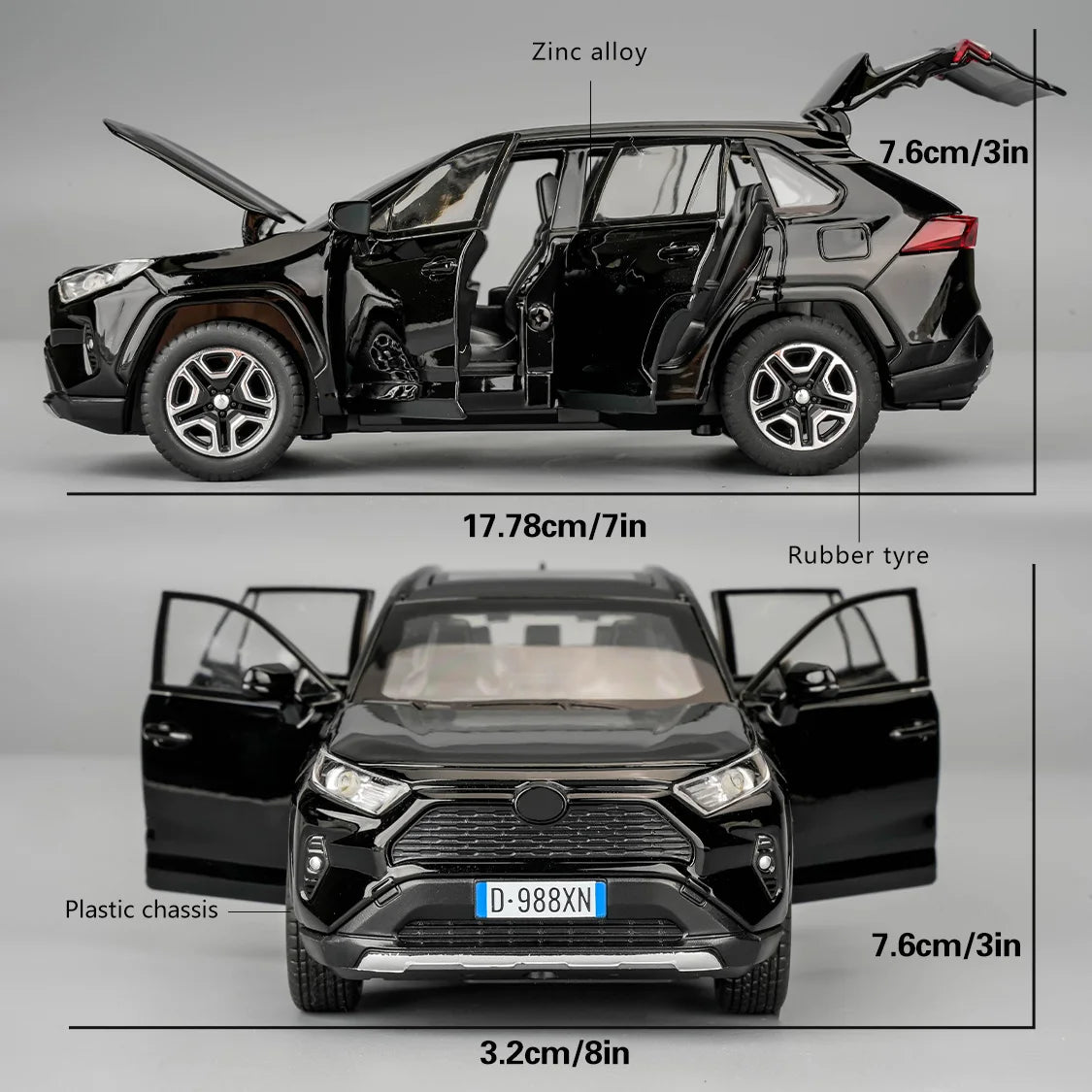 TGRCM-CZ RAV4 Diecast Toy Car With Lights And Doors