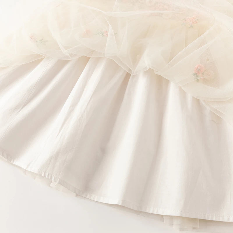 DAVE＆BELLA Floral Puff Mesh Pageant Dress For Girls