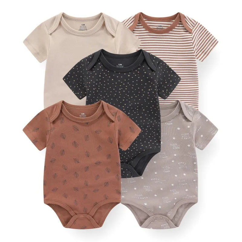 Kiddiezoom Summer 5 Piece Cartoon Bodysuits For Newborns